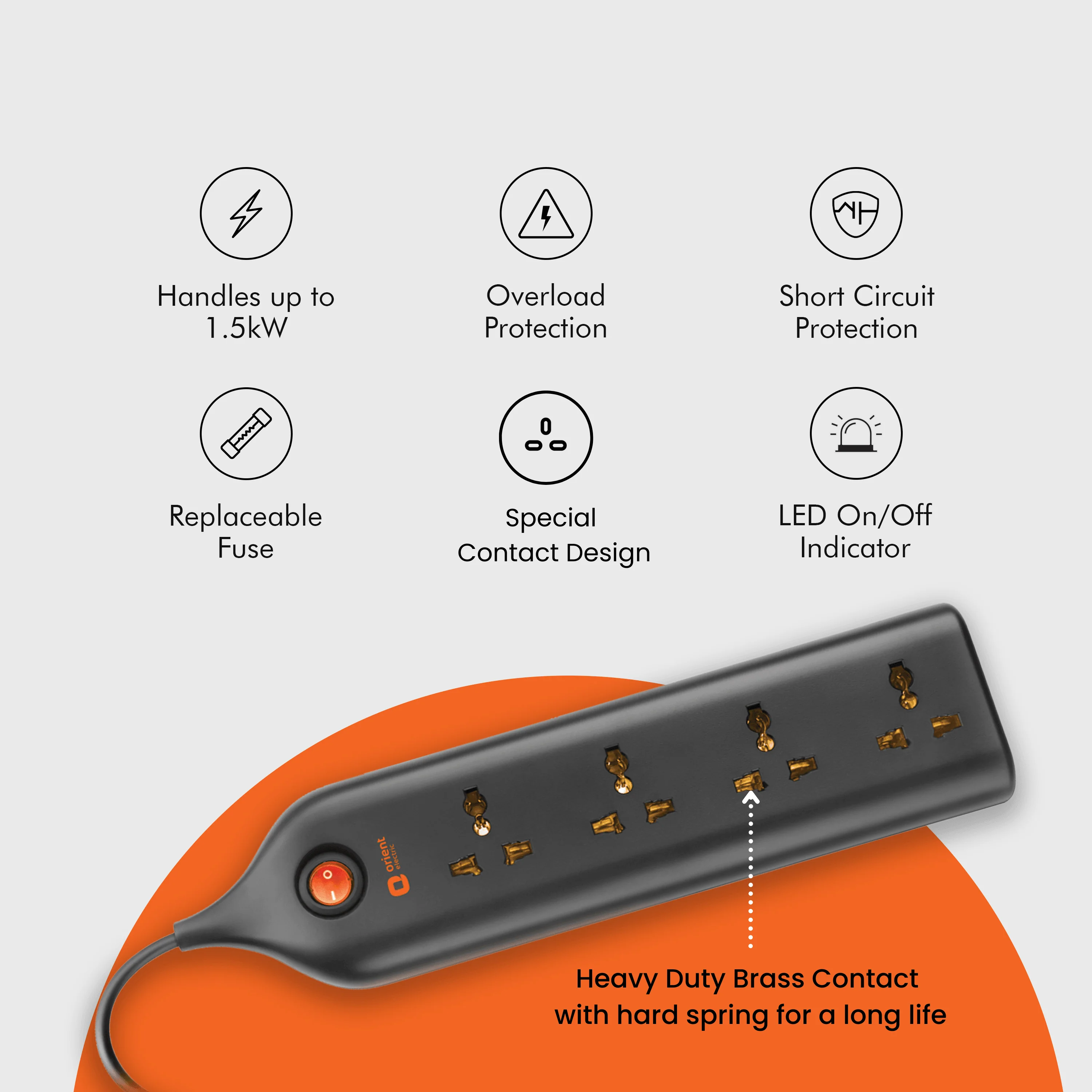 4 Socket Extension Board with 2 Metre Wire (Black) - Image 4