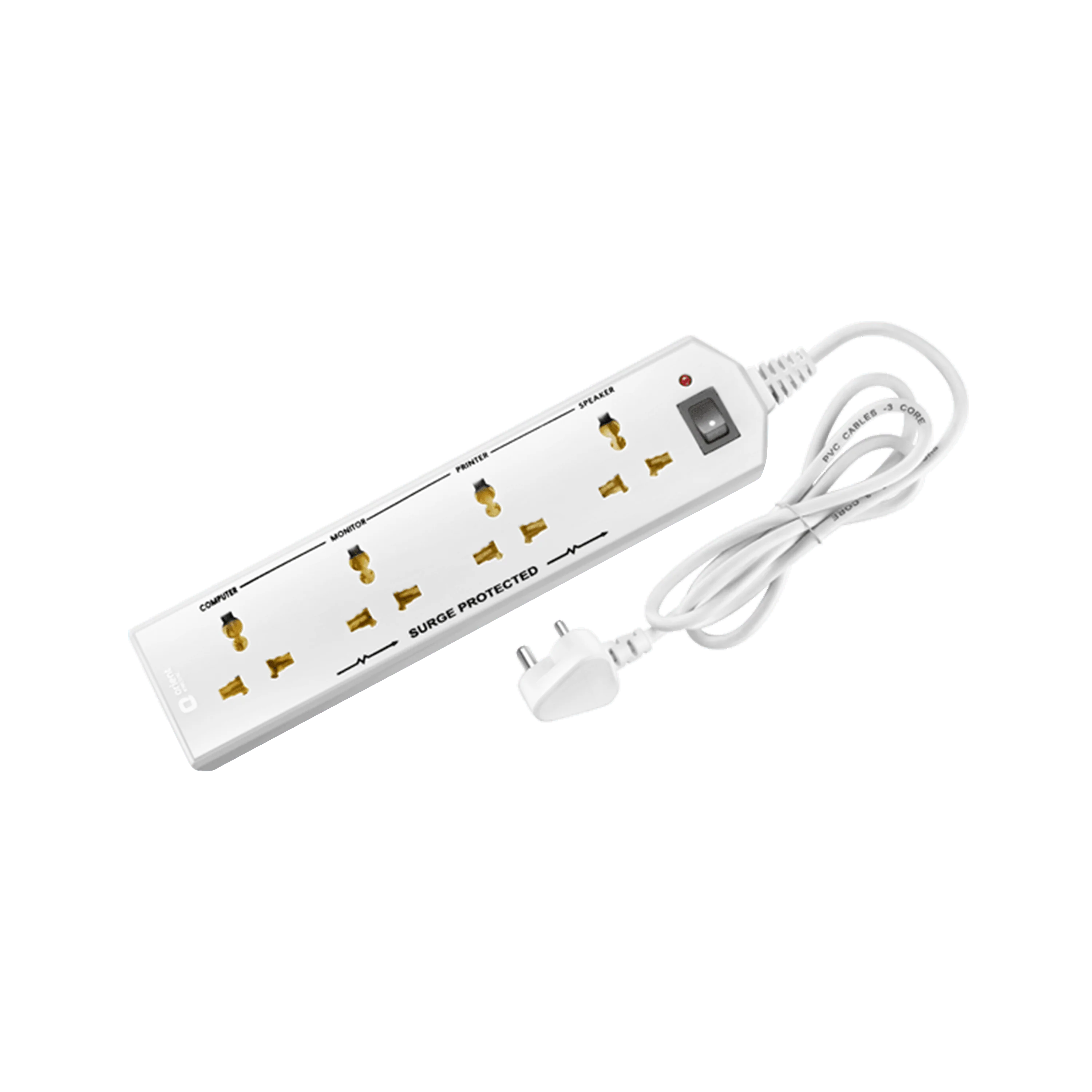 4 Socket Extension Board with 2 Metre Wire (White)