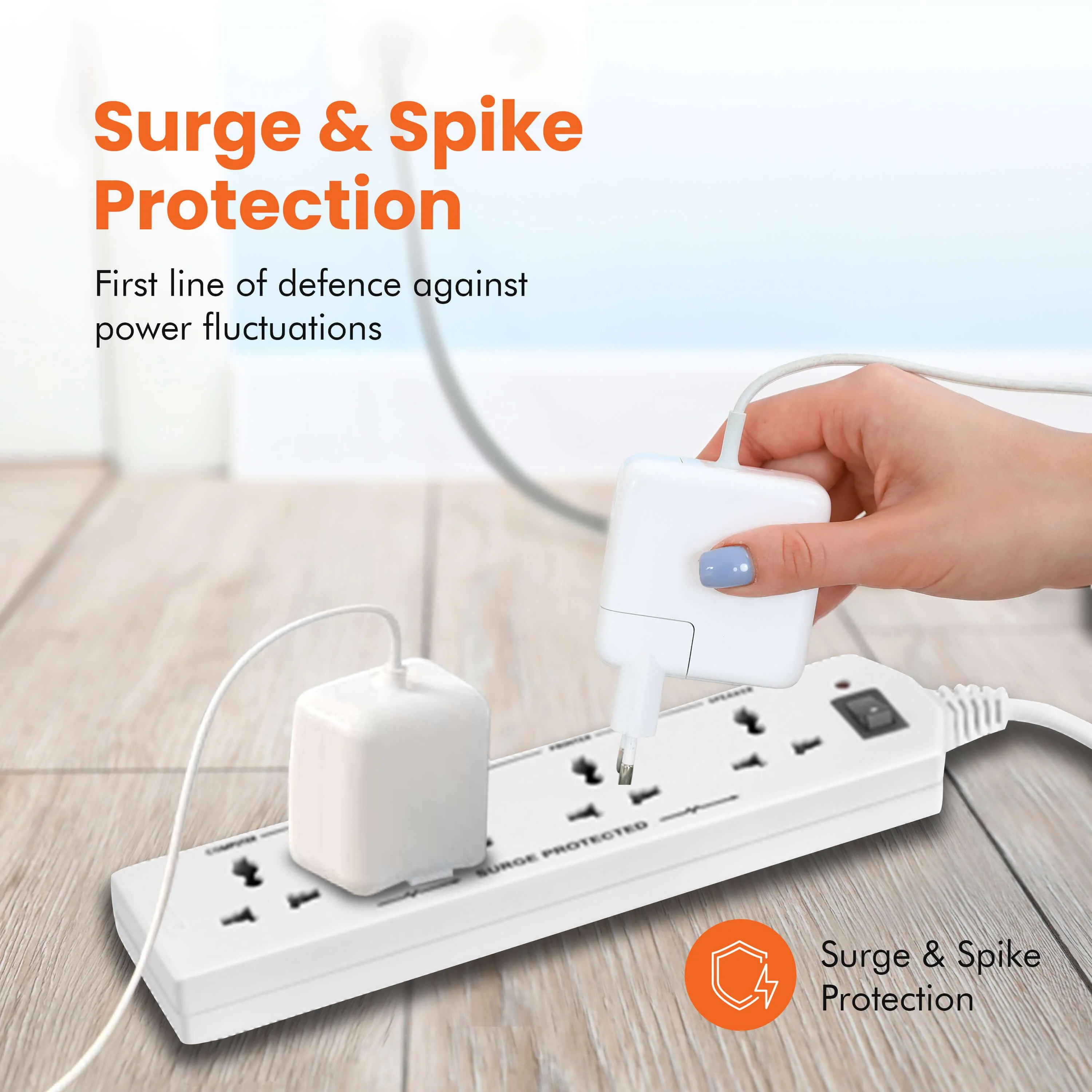 4 Socket Extension Board with 2 Metre Wire (White) - Image 3