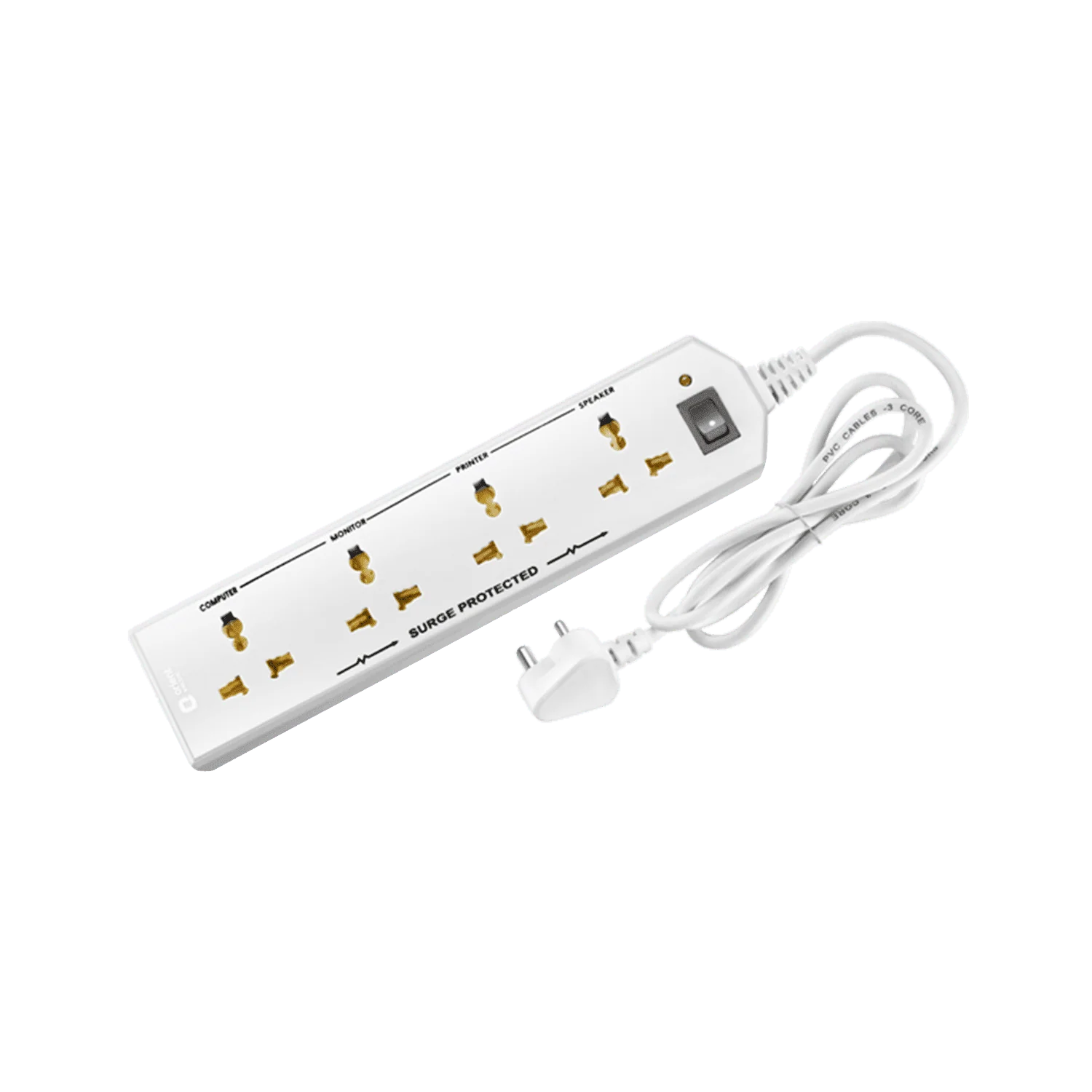 4 Socket Extension Board with 5 Metre Wire
