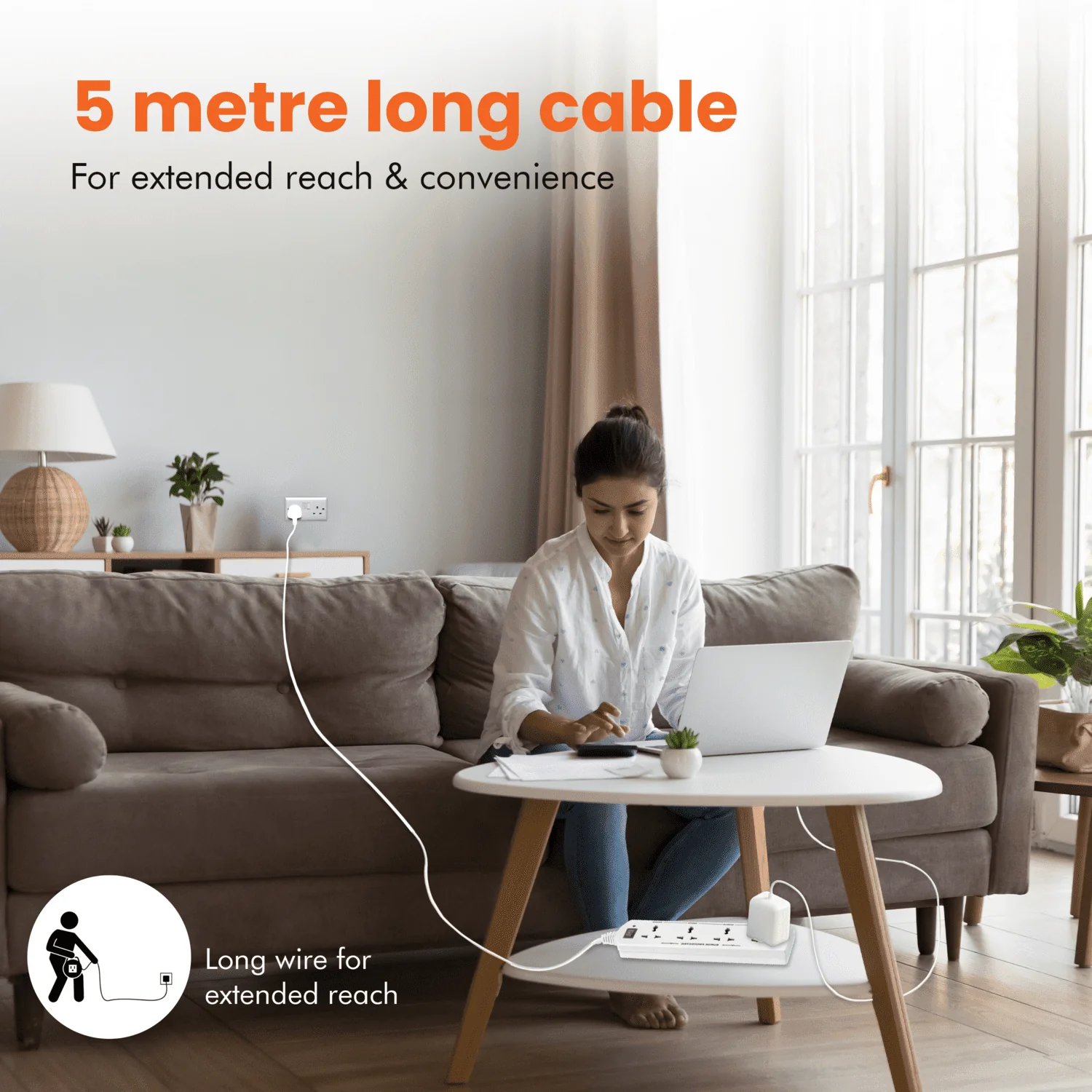 4 Socket Extension Board with 5 Metre Wire - Image 5