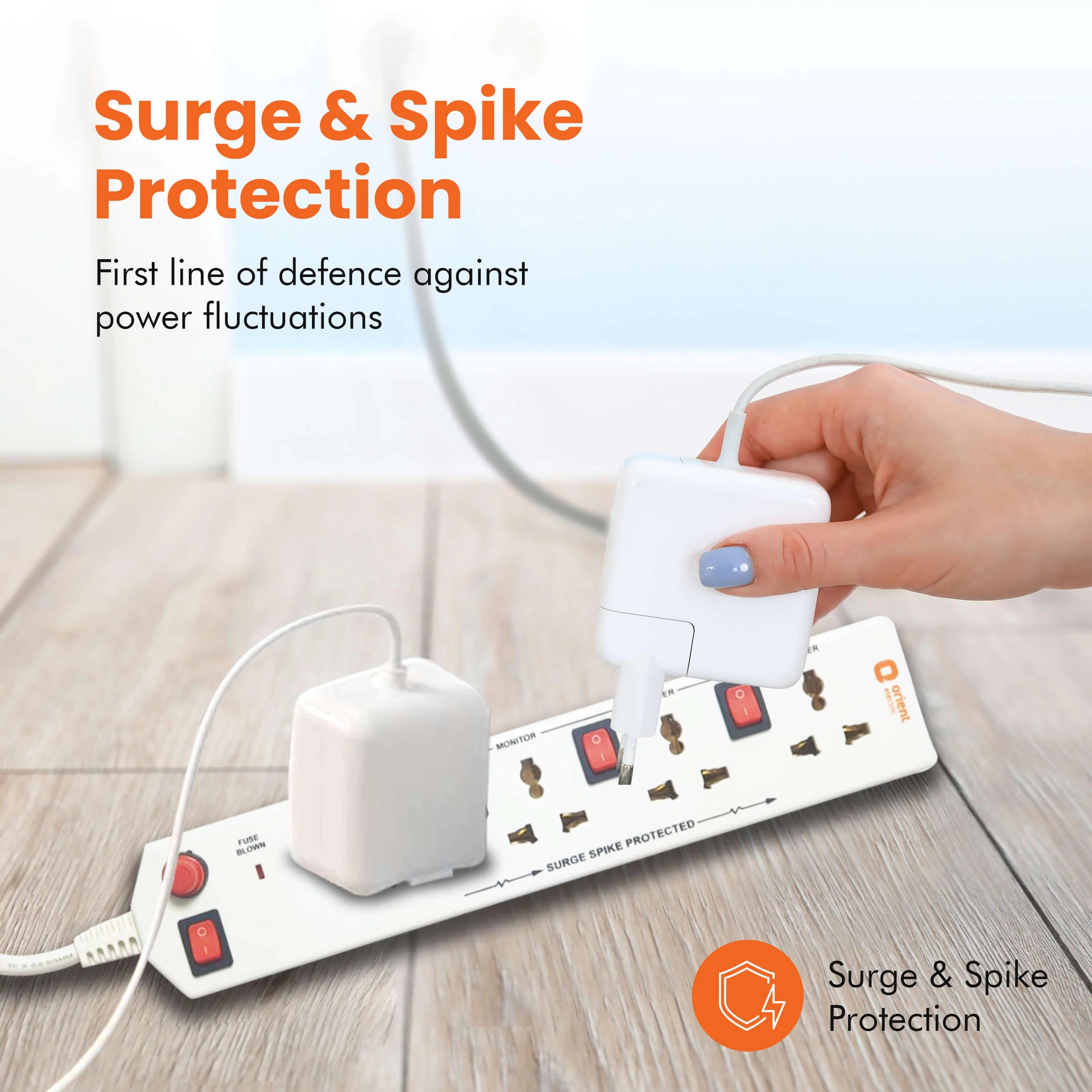 4x4 Socket Extension Board with 2 Metre Wire (White) - Image 3