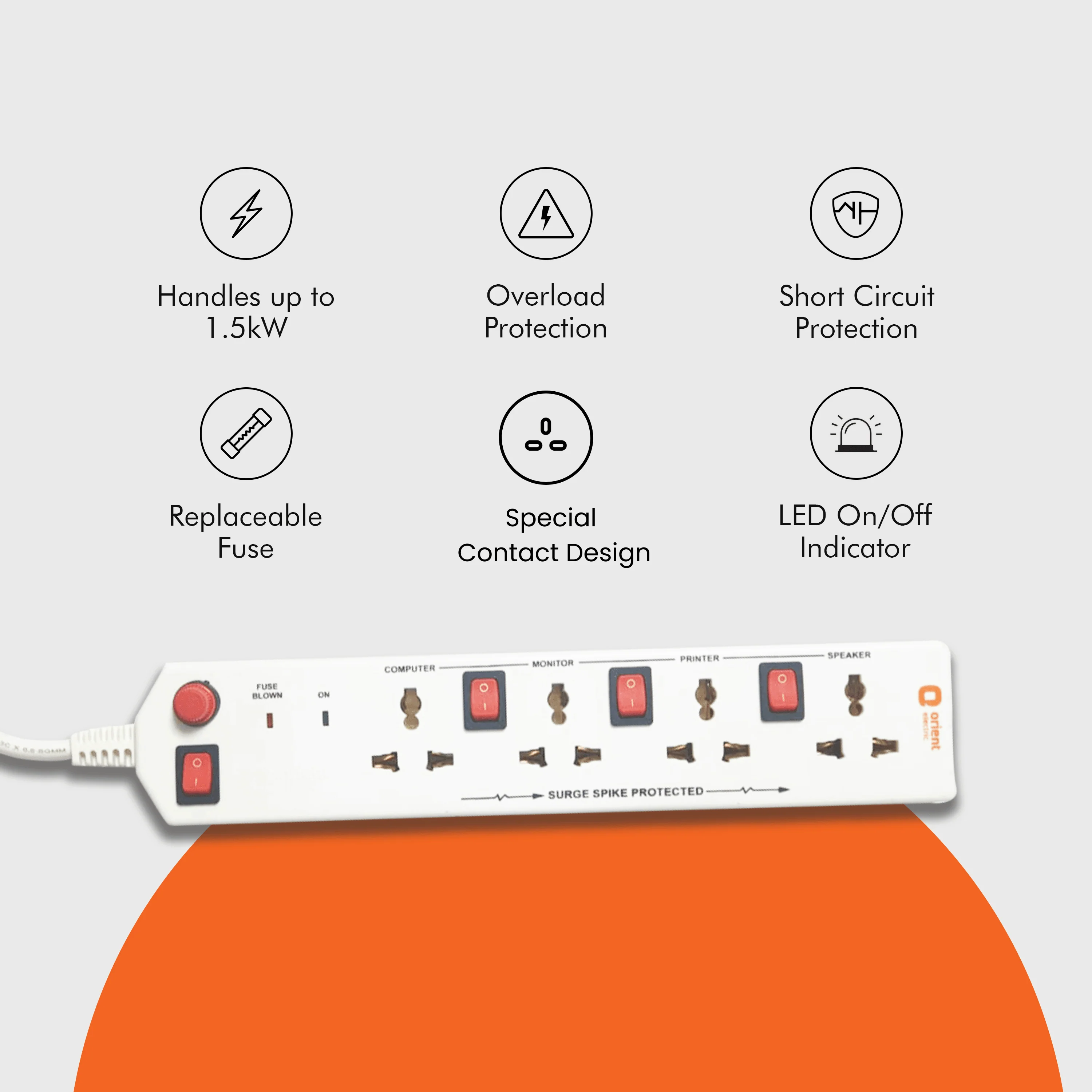 4x4 Socket Extension Board with 2 Metre Wire (White) - Image 4