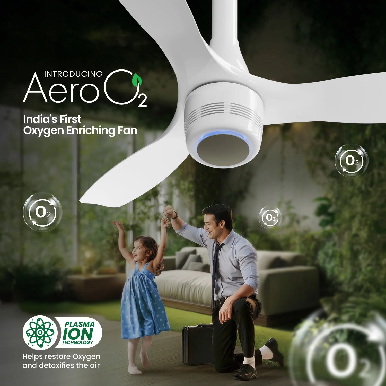 Aero O2 1200MM Ceiling Fan | Oxygen Enrichment Fan | 60% Improved AQI | Air Cleaner Fan - Image 2