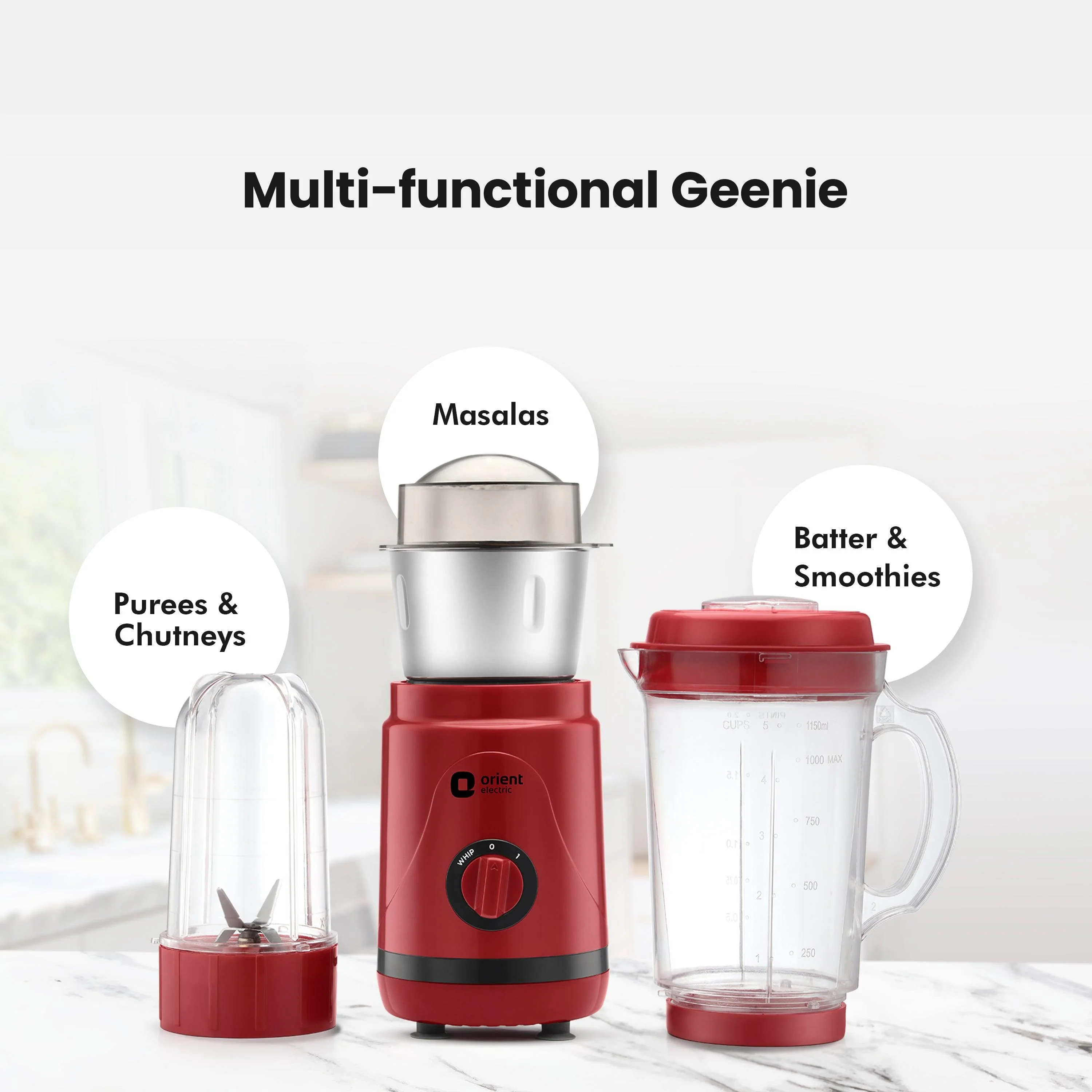 Compact Geenie 3 Jar Mixer Grinder - Image 4
