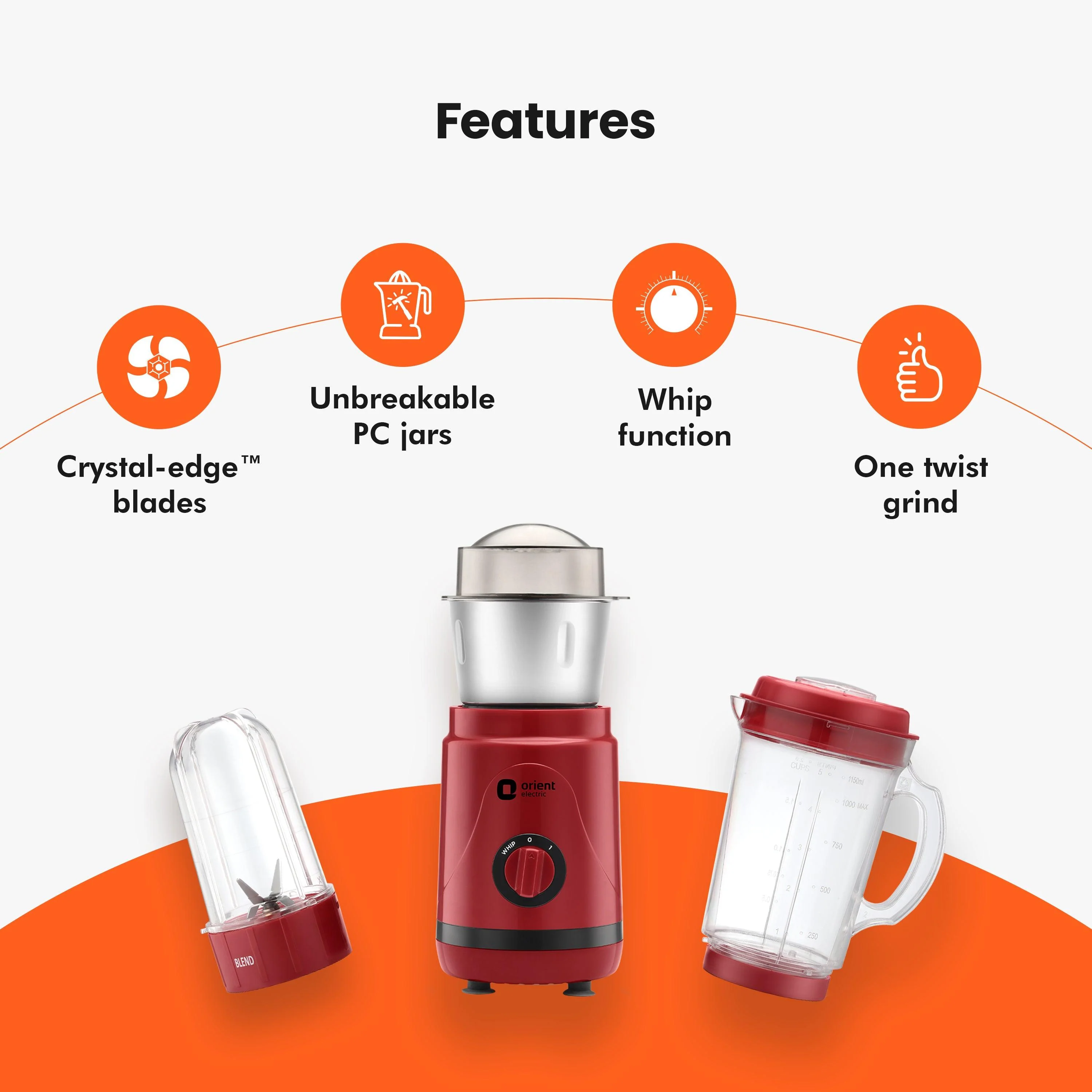 Compact Geenie 3 Jar Mixer Grinder - Image 5
