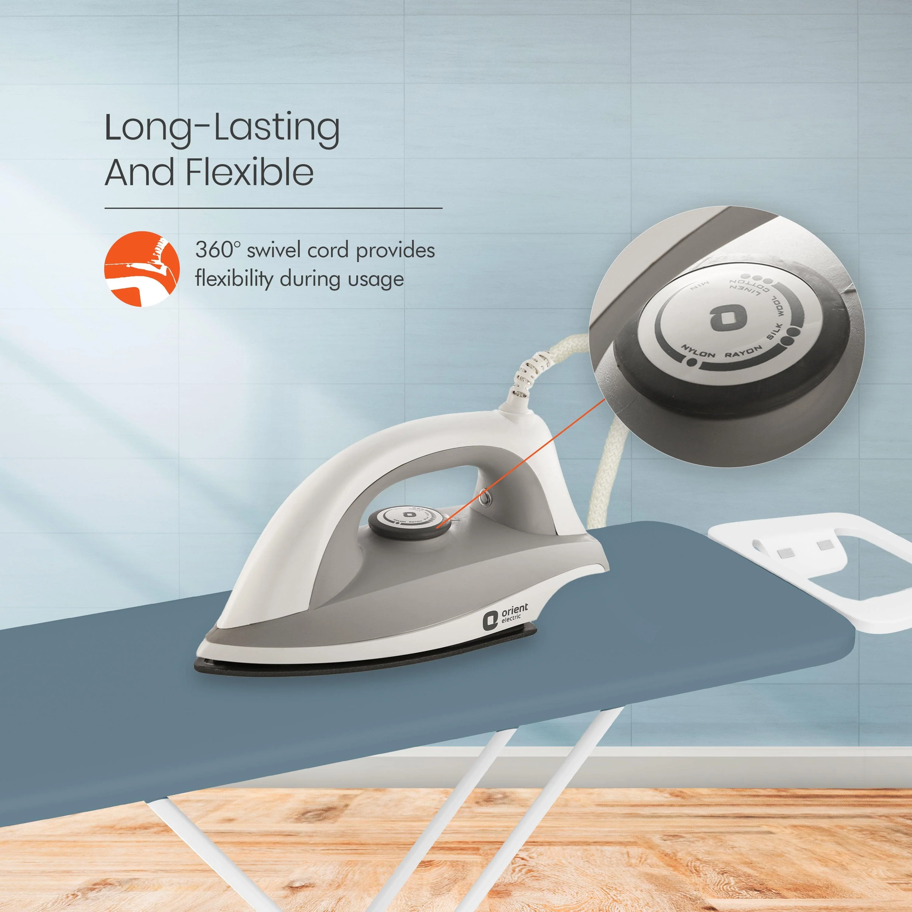 Fabrimate Non-Stick Dual Tone Dry Iron (White & Grey) - Image 4