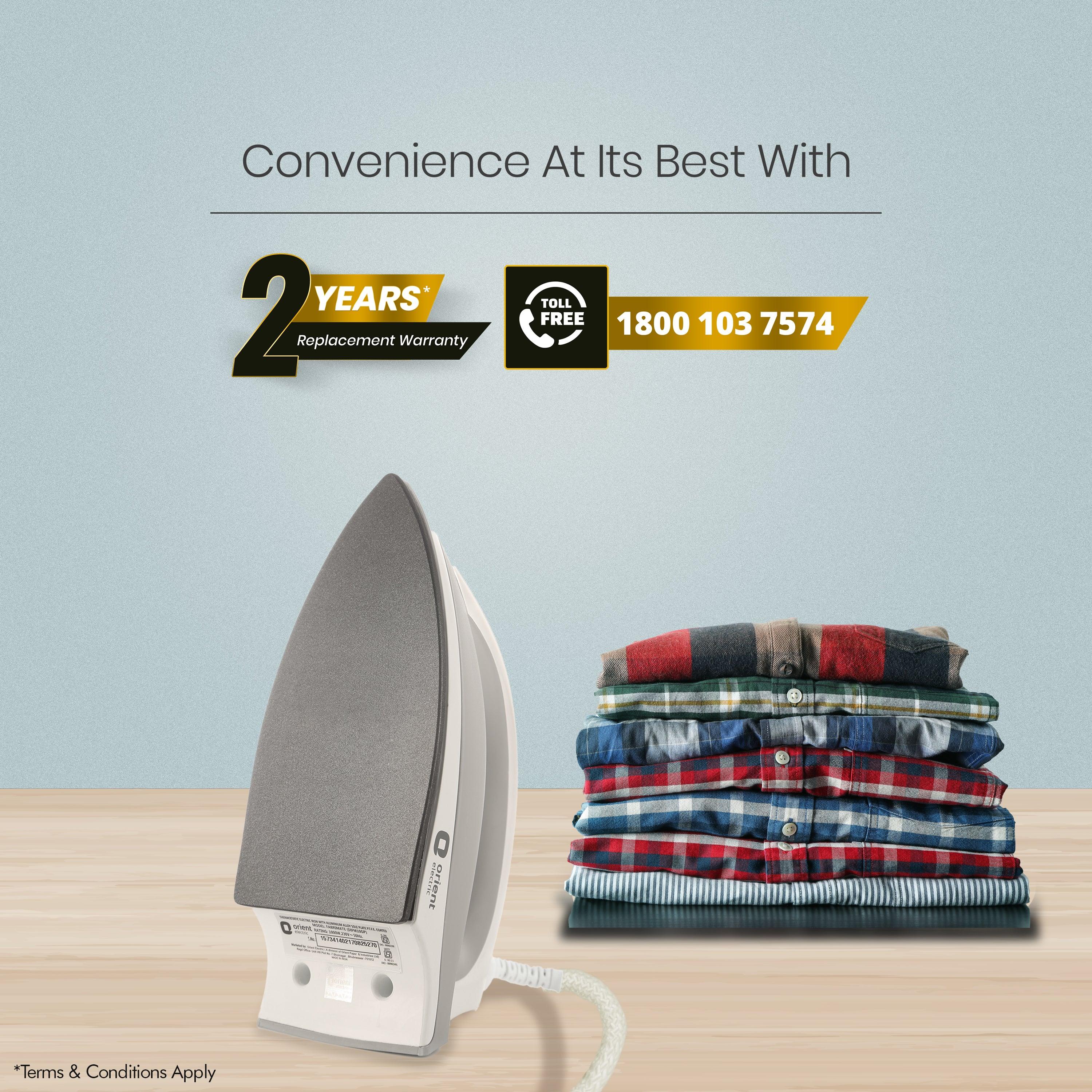 Fabrimate Non-Stick Dual Tone Dry Iron (White & Grey) - Image 5
