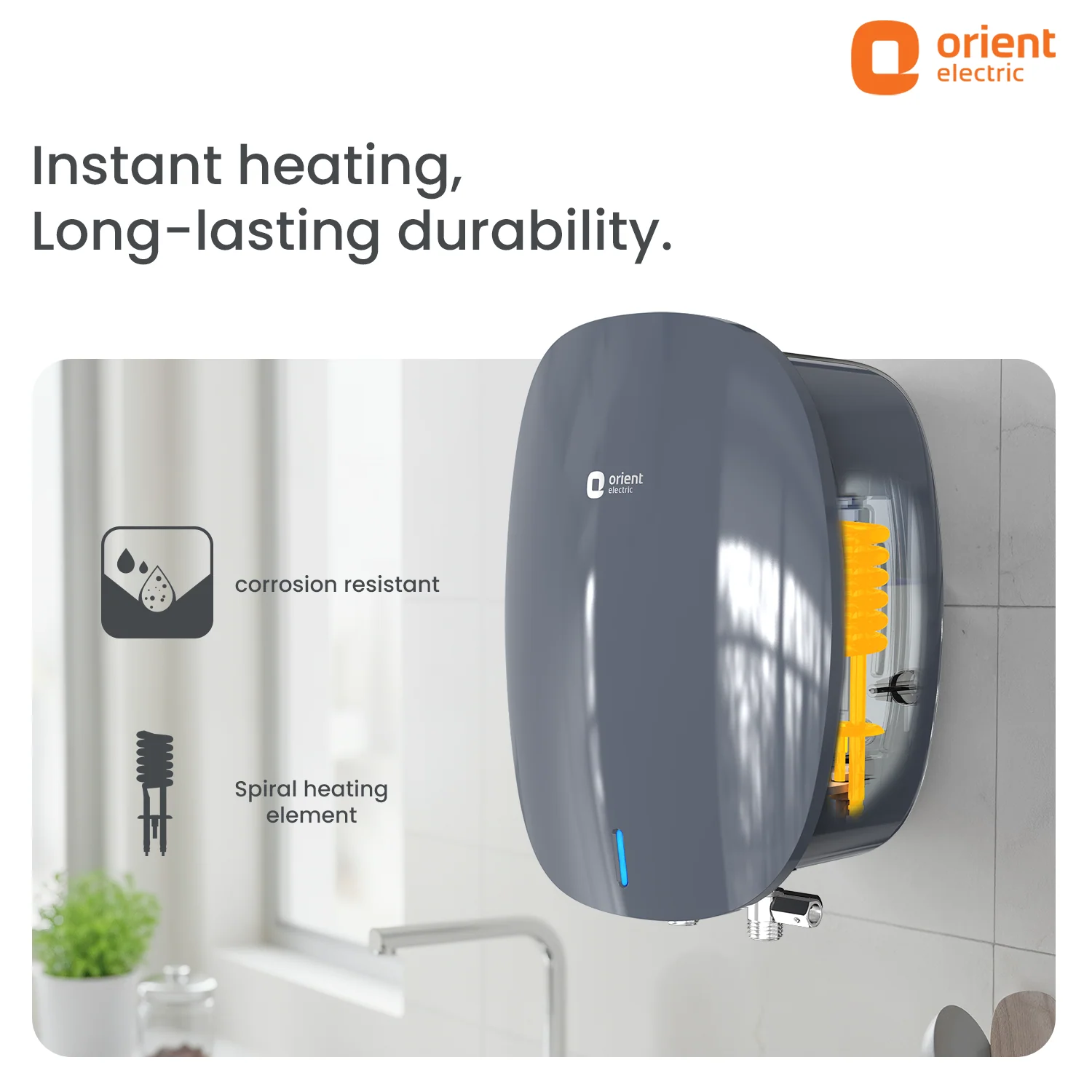 Instaflo Neo 3L Instant Water Heater (Geyser) | Shockproof | 6 years tank warranty | Gloss Finish Midnight Grey - Image 6