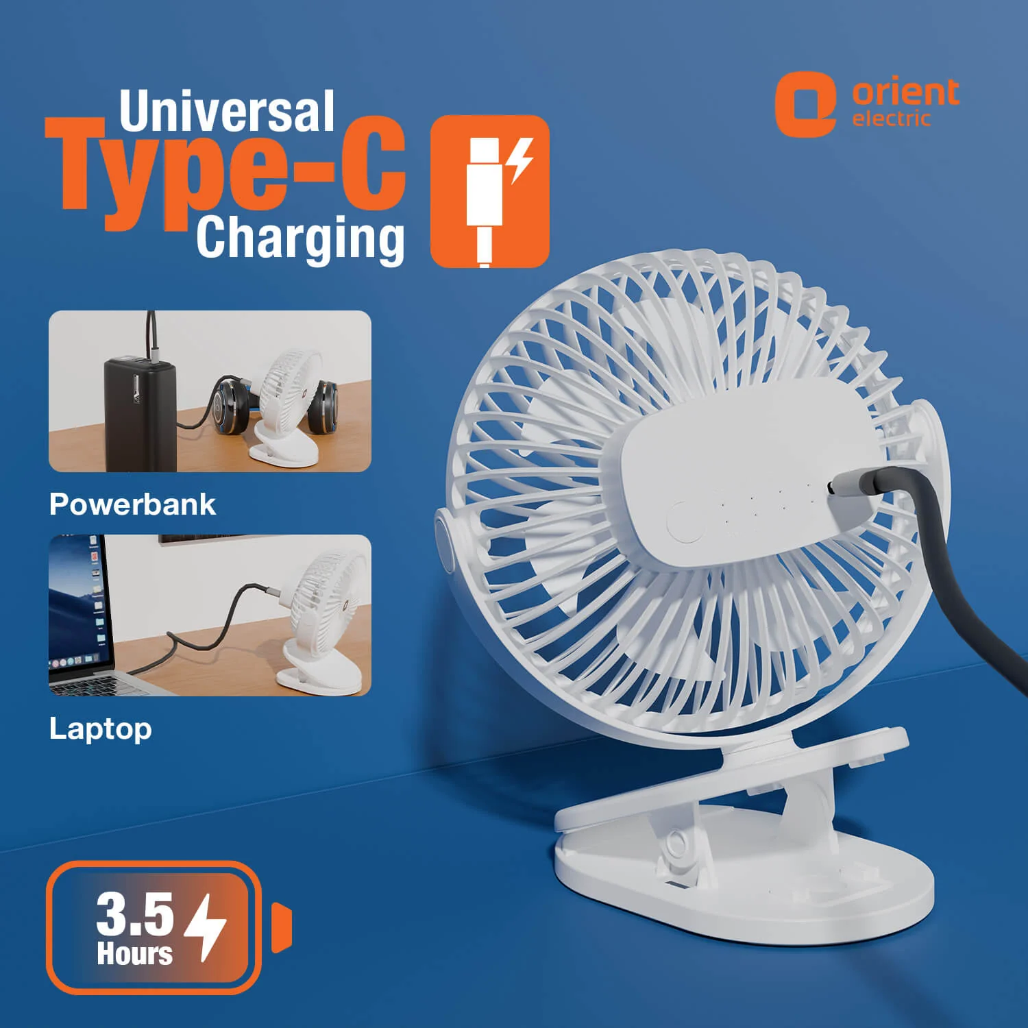 Orbis 5'' Personal Fan | 360 Degree Rotation | Chargeable Portable Fan - Image 14