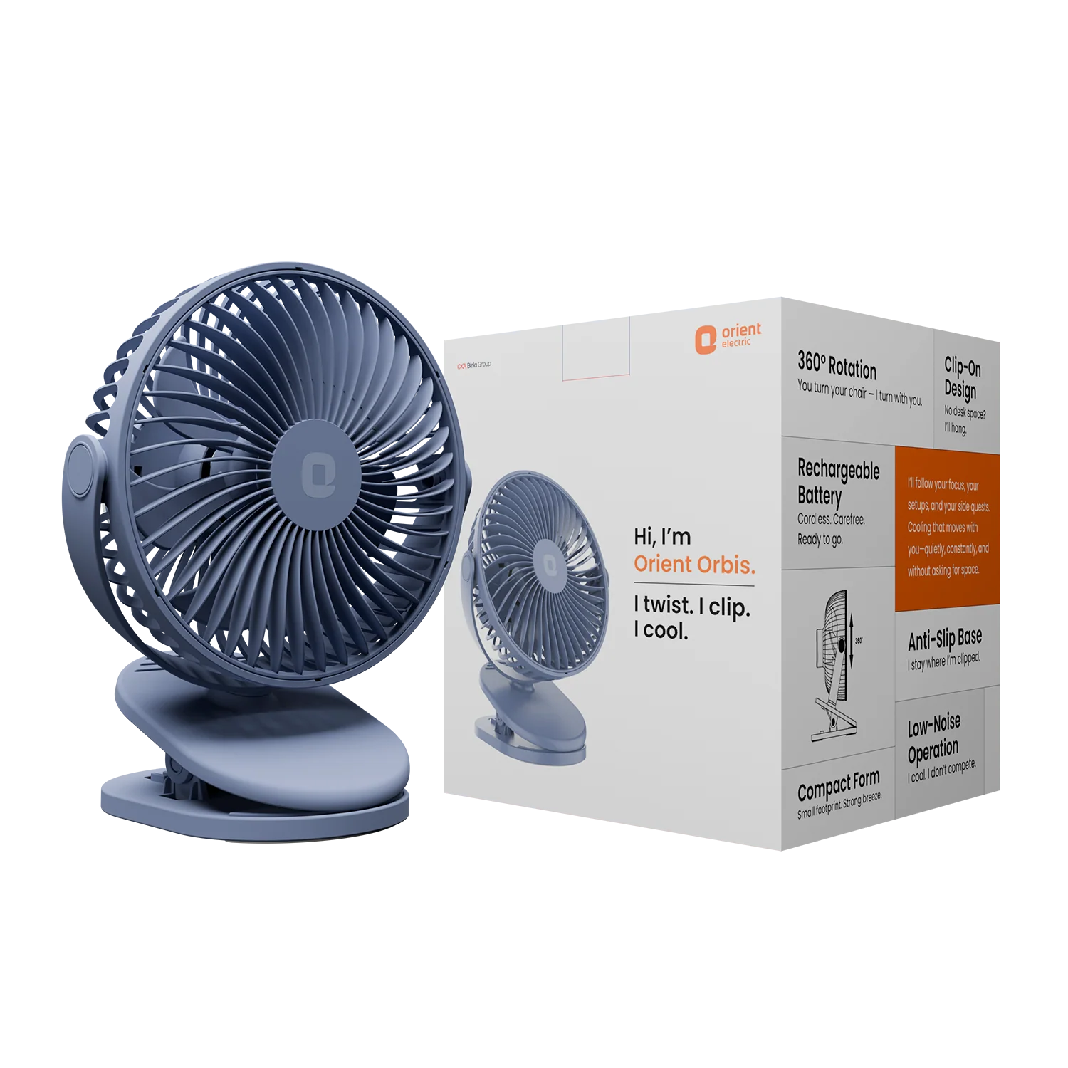 Orbis 5'' Personal Fan | 360 Degree Rotation | Chargeable Portable Fan - Image 28