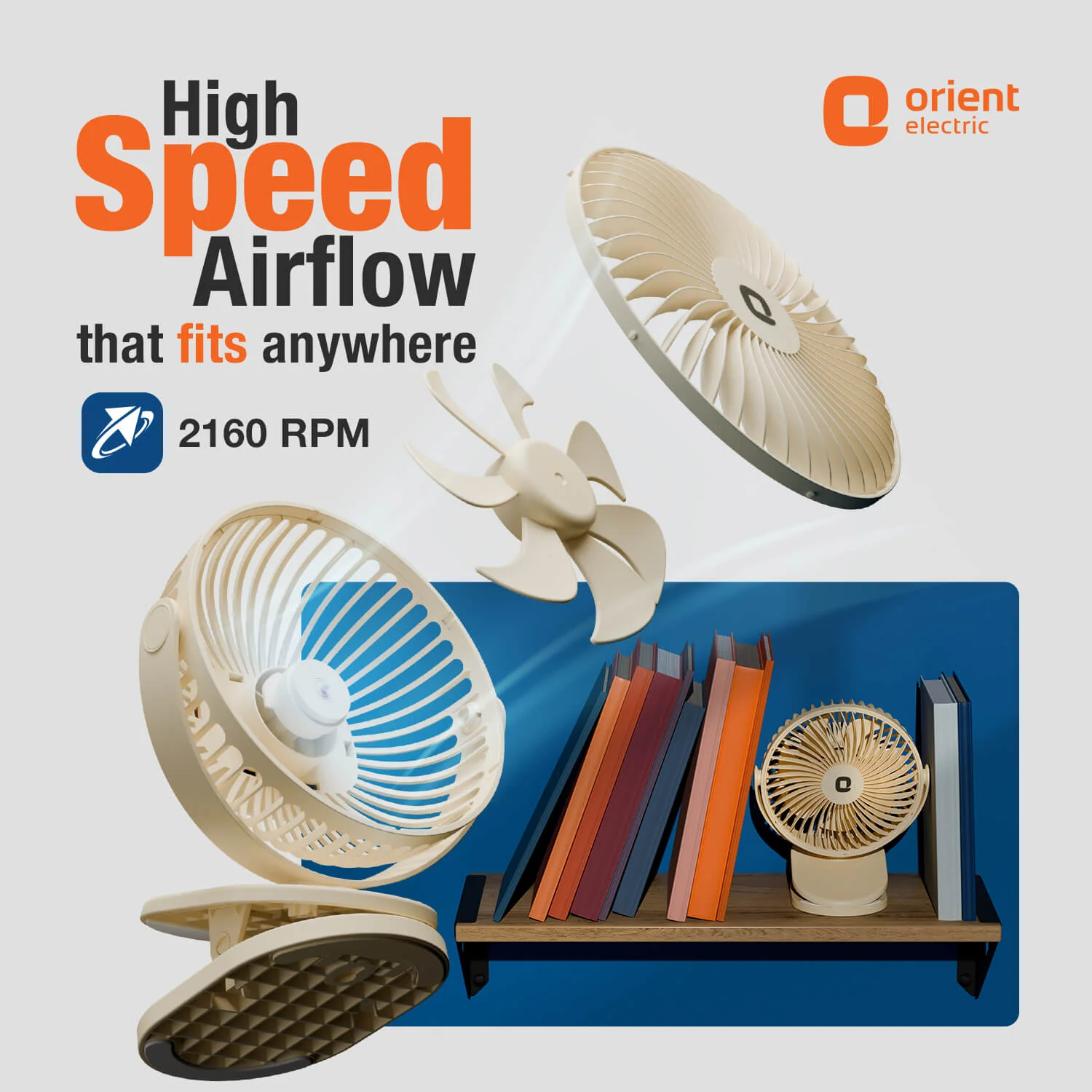 Orbis 5'' Personal Fan | 360 Degree Rotation | Chargeable Portable Fan - Image 4