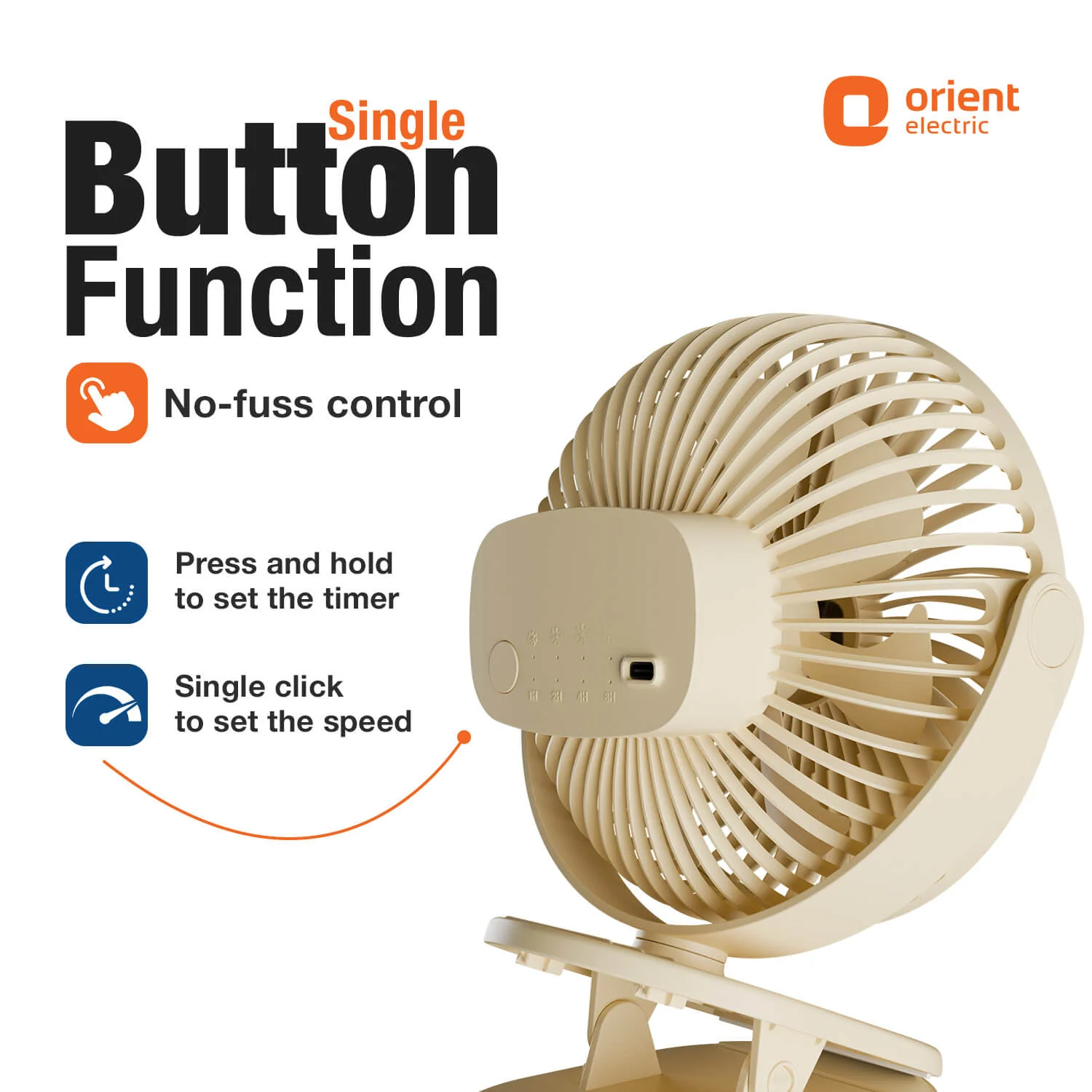 Orbis 5'' Personal Fan | 360 Degree Rotation | Chargeable Portable Fan - Image 6