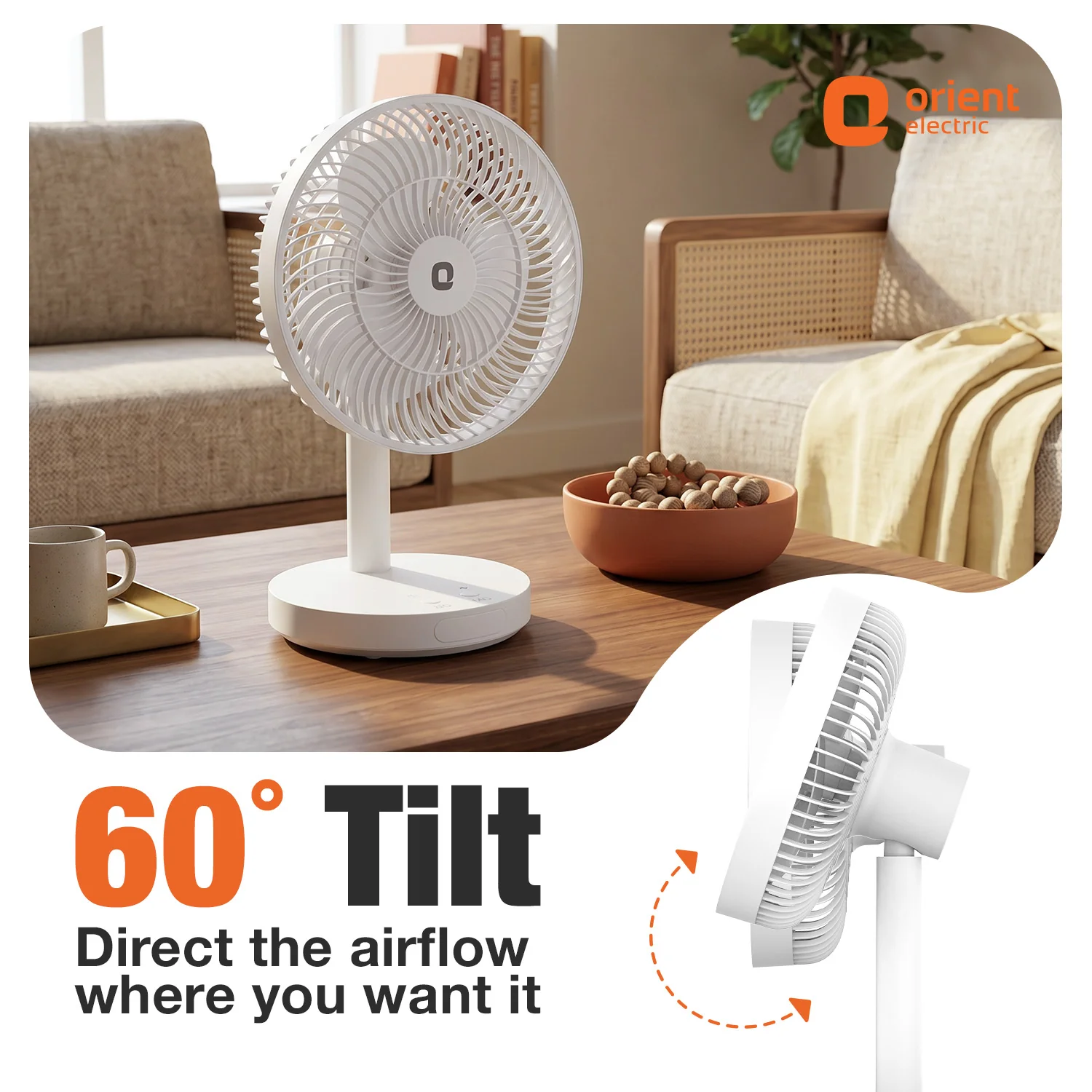 Orient Vento 7" Personal Fan with Light | Rechargeable Fan - Image 3