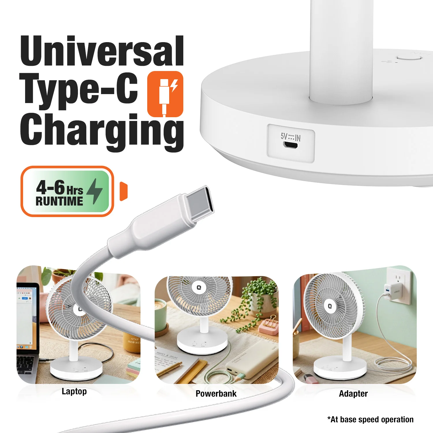 Orient Vento 7" Personal Fan with Light | Rechargeable Fan - Image 7