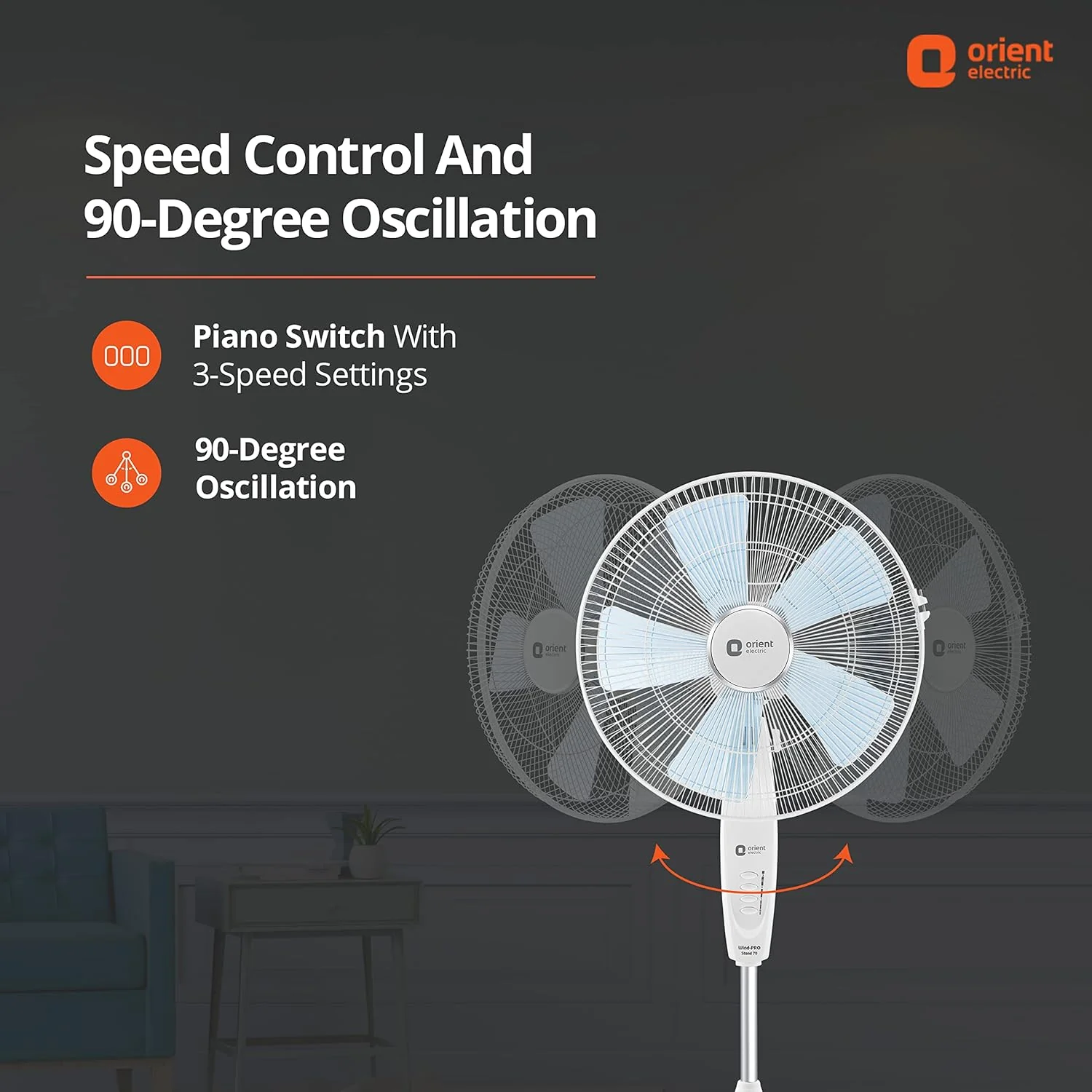 Wind Pro Stand 400 MM High Velocity Pedestal Fan (Snow White) - Image 4