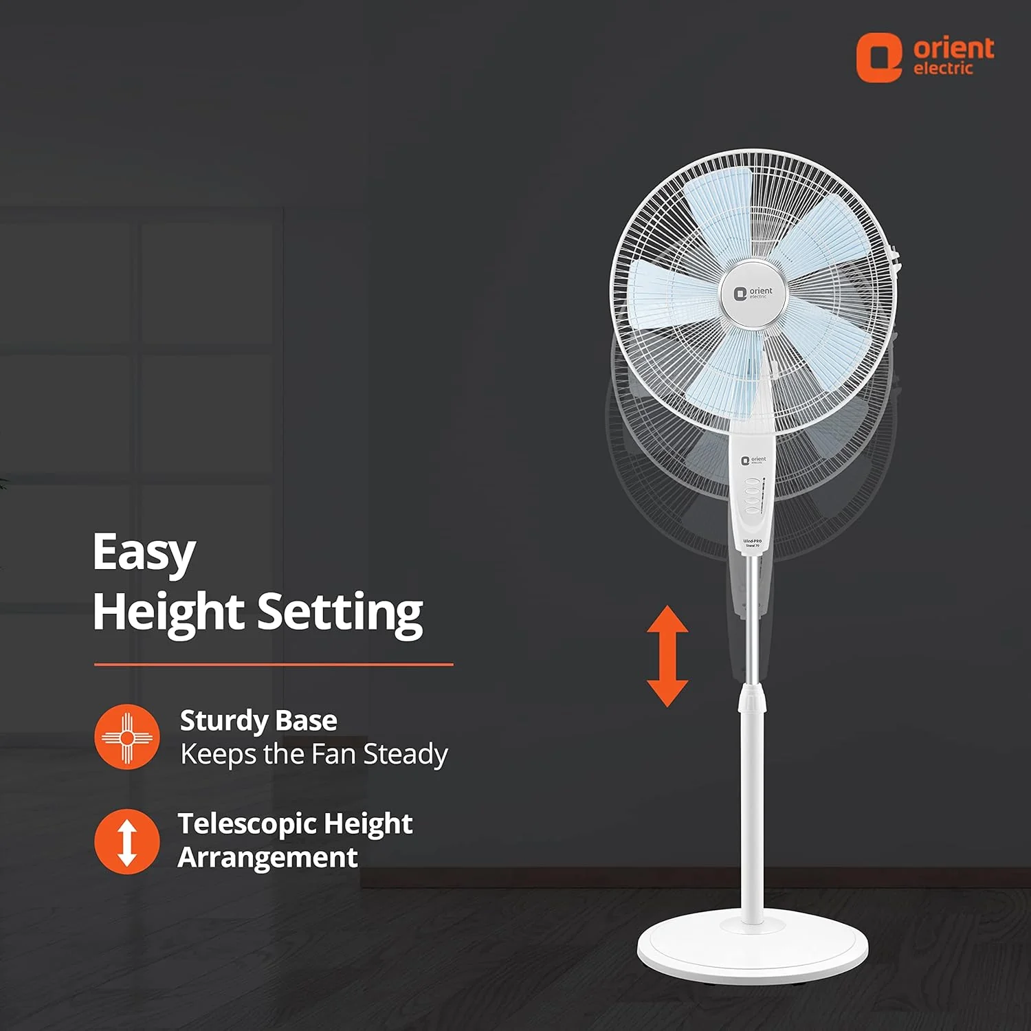 Wind Pro Stand 400 MM High Velocity Pedestal Fan (Snow White) - Image 5